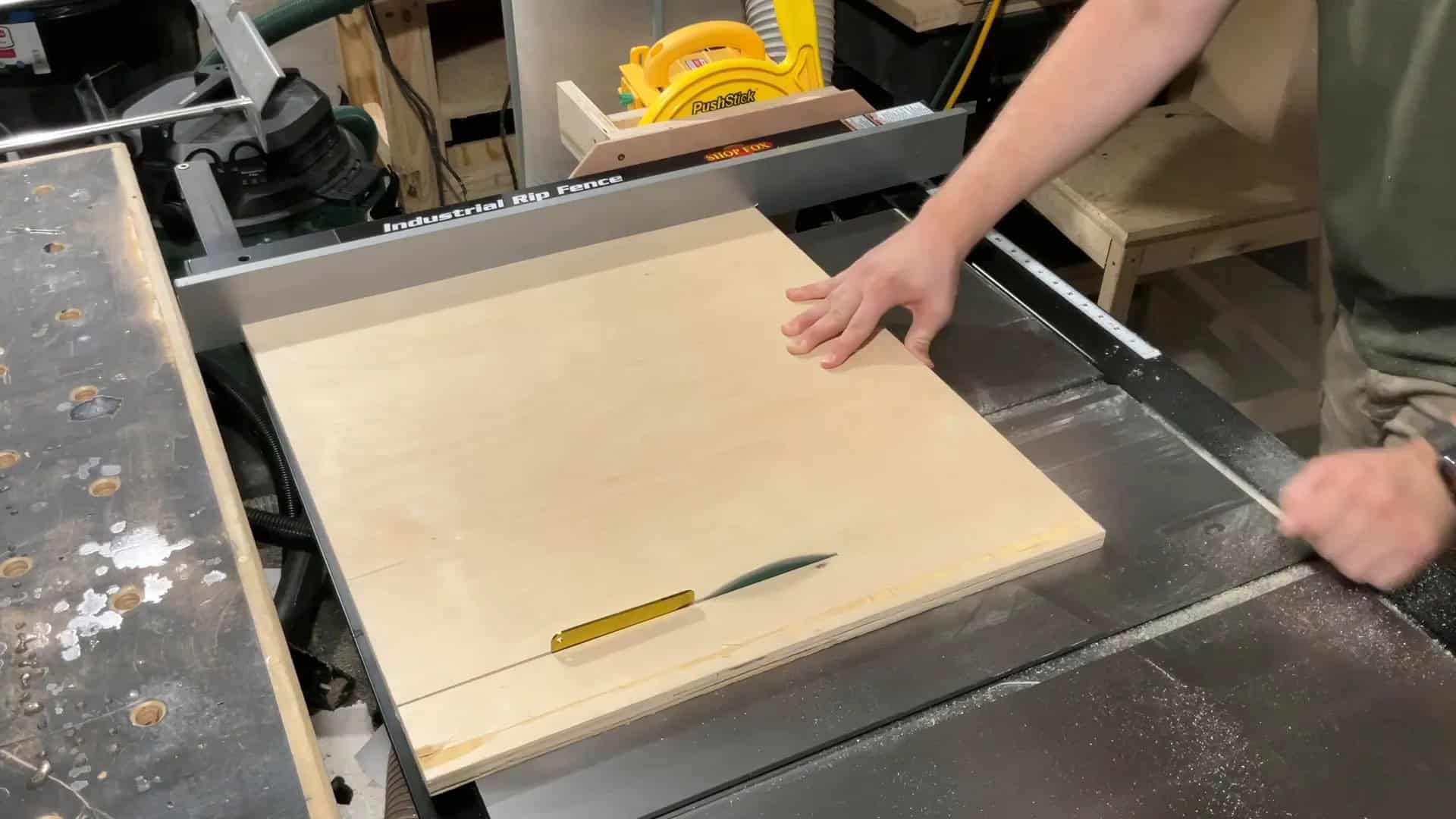 Cutting a 20-inch square piece of plywood